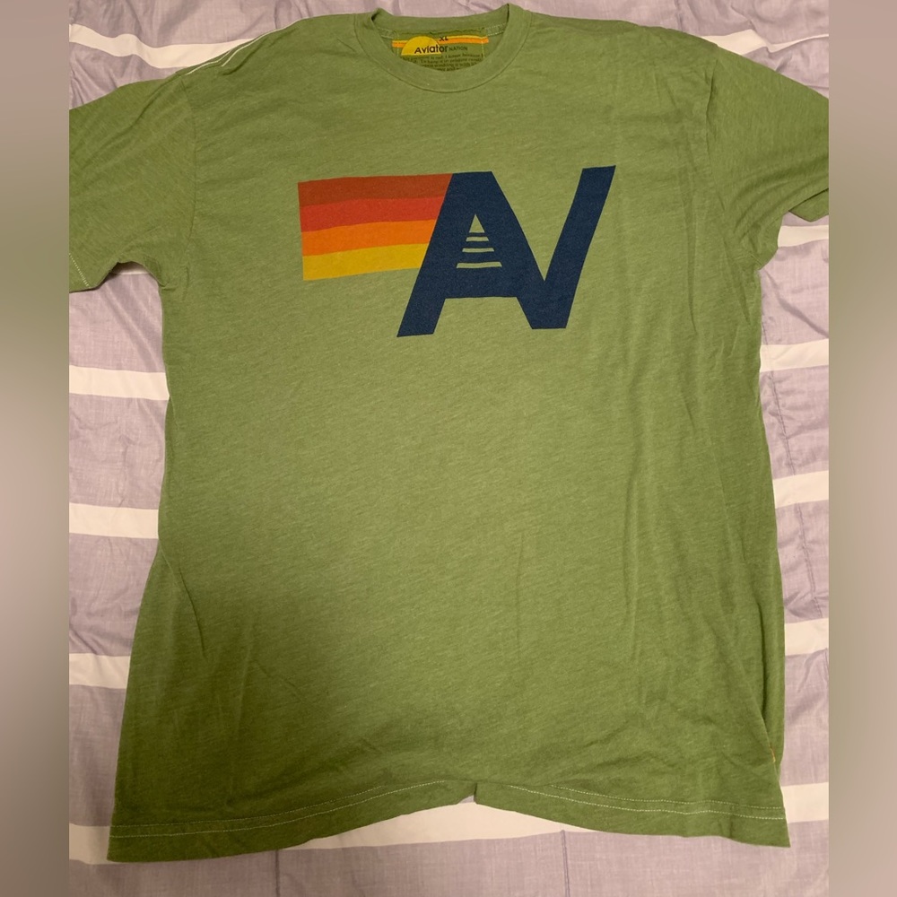 AVIATOR NATION OLIVE GREEN LOGO UNISEX TEE XL
